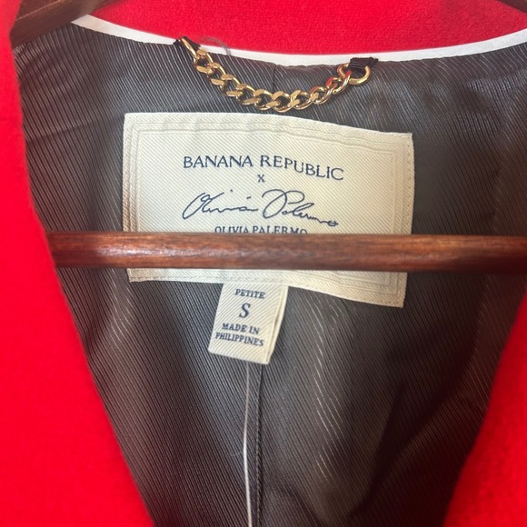 NWT Banana Republic OliviaPalermo Red Military Wool Blend Long Coat Petite Small - Picture 8 of 13